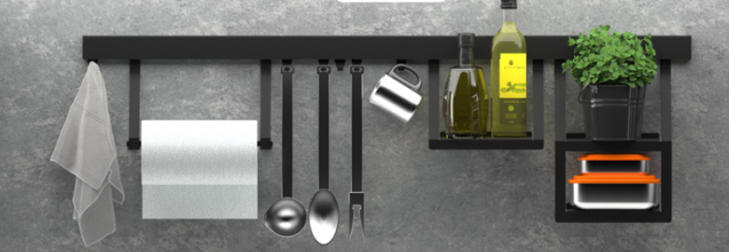 Epka Luxion Doble Estante para Rieles de Cocina Metal Negro 1208969967