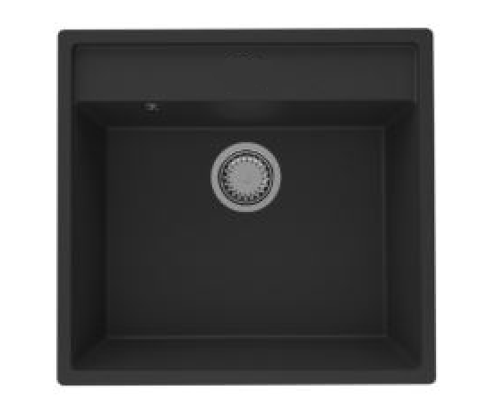 GraniteMy Bremen Fregadero de granito 53x50 cm Negro - Superficie, Subestructura e Integrado con Agujero para la Grifería y Tapón de Metal de Arma 1208969971 - Productafbeelding