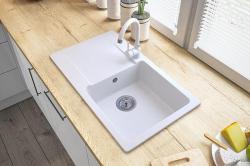 Graniteland Liri Granitos Fregadero blanco con zona de escurrido 765x448 mm 1208969990