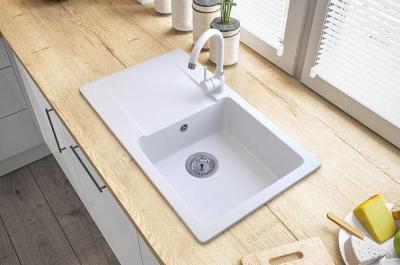 Graniteland Liri Granitos Fregadero blanco con zona de escurrido 765x448 mm 1208969990