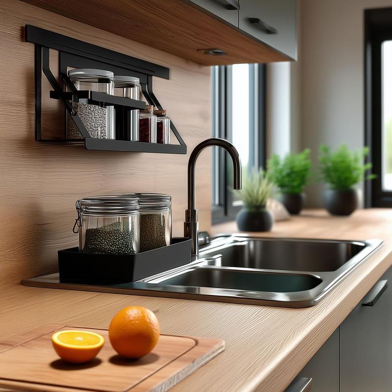 Epka Luxion Juego de Rieles de Cocina 60 cm con Accesorios Metal con Fijación Oculta Negro 1208969993