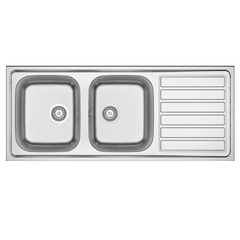 Banka Centurio 120 de acero inoxidable fregadero doble sobre encimera 120x50cm con escurridor 1208970029