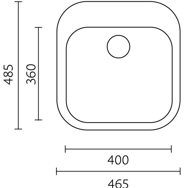 Fregadero de acero inoxidable Banka Orlando 465 x 485 mm de montaje superior con orificio para grifo 1208970058.