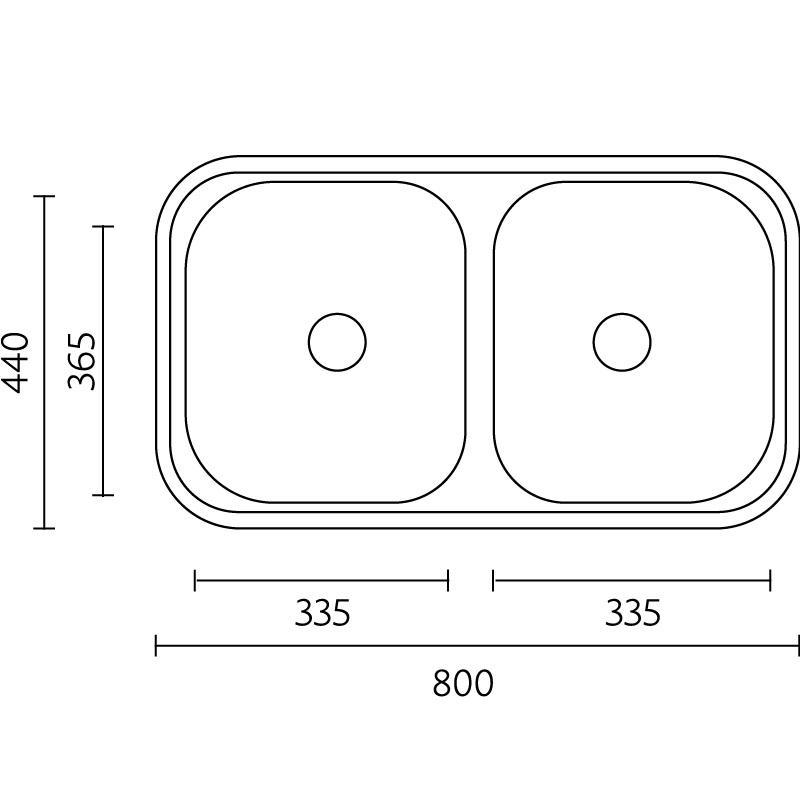 Banka Diplomat Fregadero doble de acero inoxidable para montaje sobre encimera 80 x 44 cm 1208970059