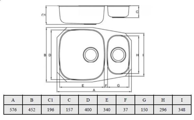 Banka Alaska Acero inoxidable 1.5 Fregadero bajo encimera 524 x 400 mm 1208970064