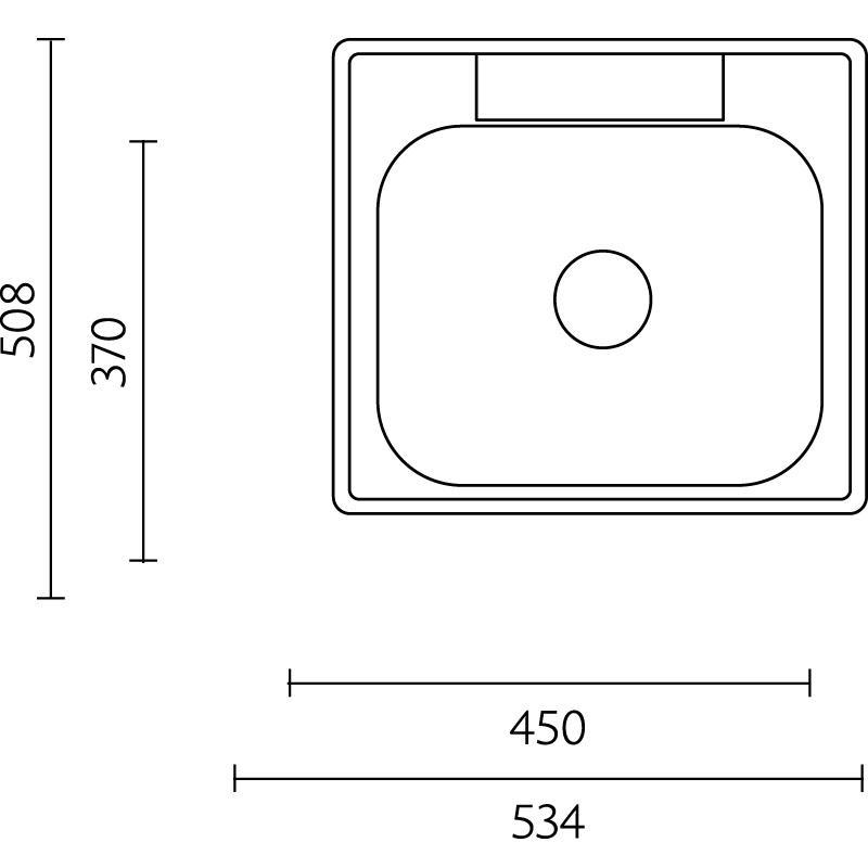 Fregadero de acero inoxidable Banka Detroit 534 x 508 mm montaje en superficie con orificio para grifo 1208970075.