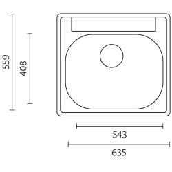 Fregadero Banka Detroit de acero inoxidable 635 x 559 mm de montaje con orificio para grifo 1208970077