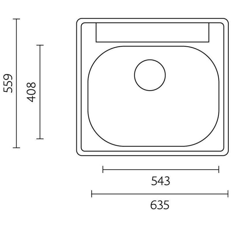 Fregadero Banka Detroit de acero inoxidable 635 x 559 mm de montaje con orificio para grifo 1208970077