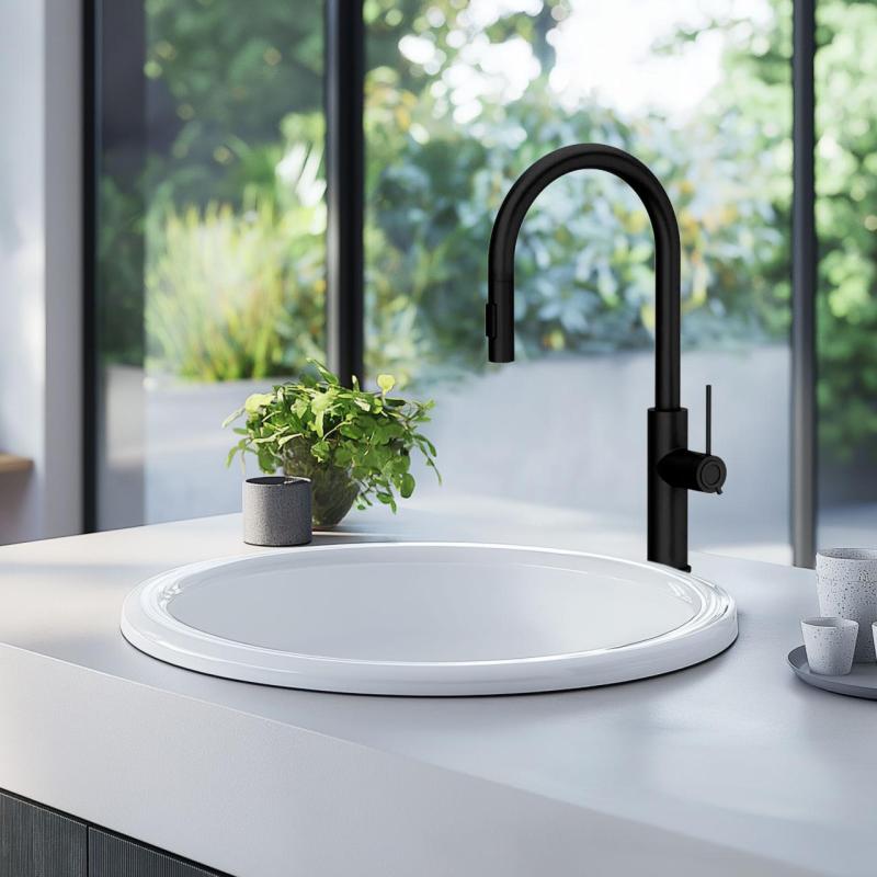 Ausmann Ceramic Brook lavabo redondo de cerámica blanca de sobreponer 1208970092