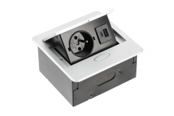 AVARO Enchufe empotrado para mueble, 1x enchufe francés, USB A+C, cable de 1,5m, Plata
