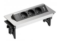 Cable alargador de escritorio sin caja, enchufe triple con toma de tierra, cable de alimentación de 1,5 m con enchufe, acero inoxidable.