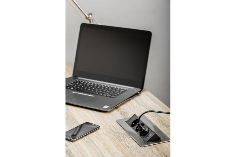 Cable alargador de escritorio sin caja, enchufe triple con toma de tierra, cable de alimentación de 1,5 m con enchufe, acero inoxidable.