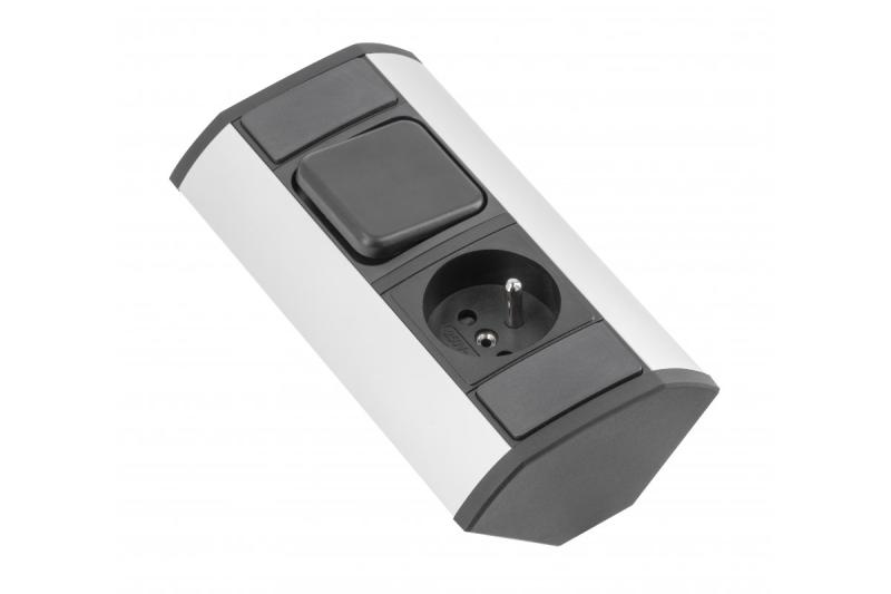 MINI extensión de esquina con interruptor y enchufe con toma de tierra 230V 16A