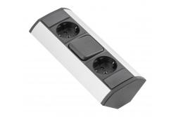 Extensión angular MINI con interruptor y 2 enchufes Schuko 230 V 16 A