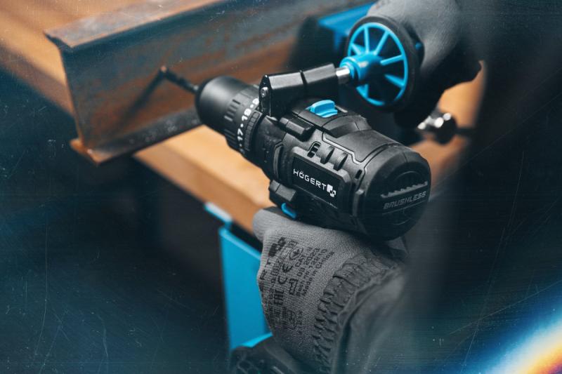 Högert potente taladro percutor a batería, sin escobillas, 18V