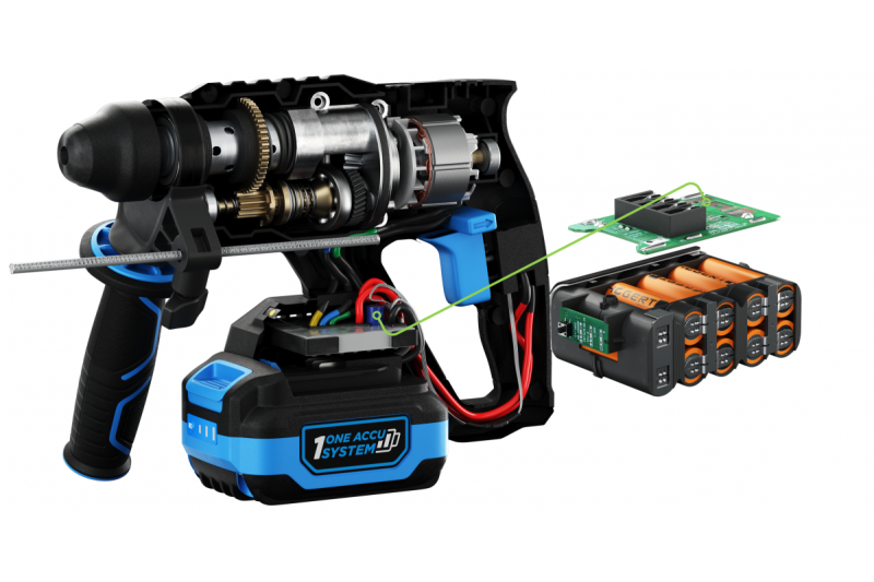 HÖGERT taladro percutor a batería, sin escobillas, 18V, con función de cincel.