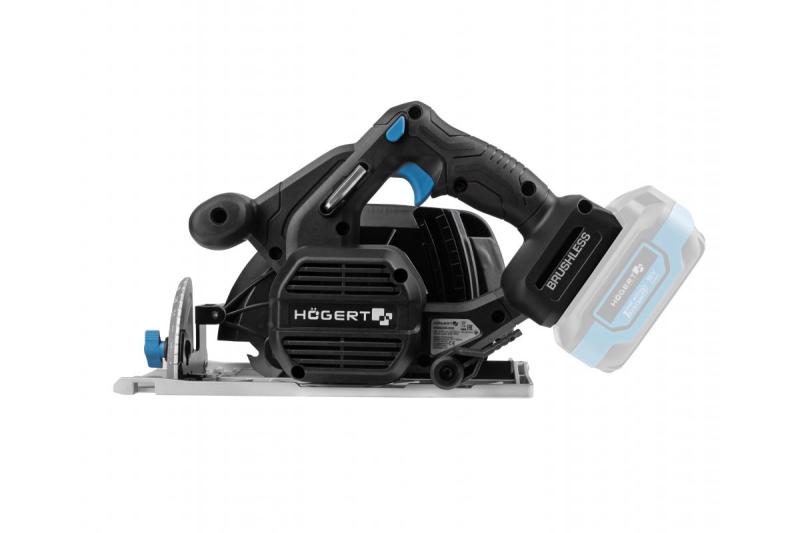 HÖGERT sierra circular a batería, 18V, sin batería, conexión para aspiradora.