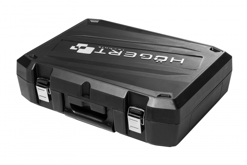 HÖGERT taladro inalámbrico 18V, set con batería, cargador, soporte para puntas, almacén de brocas.