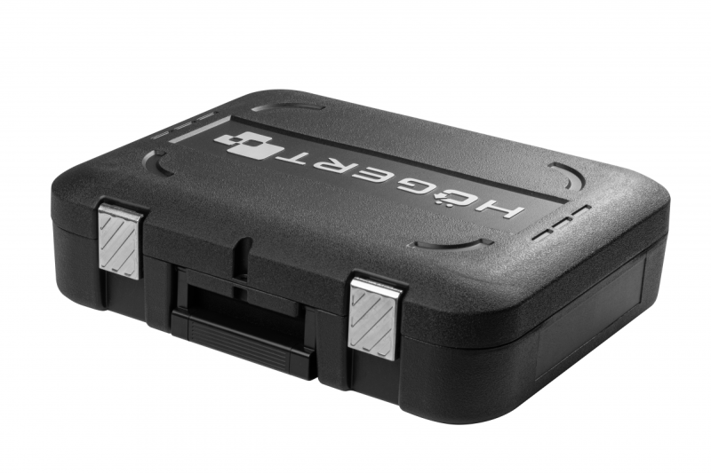 HÖGERT accuset de destornillador sin escobillas, 18V, con portapuntas, cargador y batería.