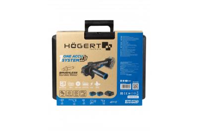 HÖGERT Amoladora angular inalámbrica con interruptor de paleta, 125MM, 18V - Set (batería, cargador, accesorios)