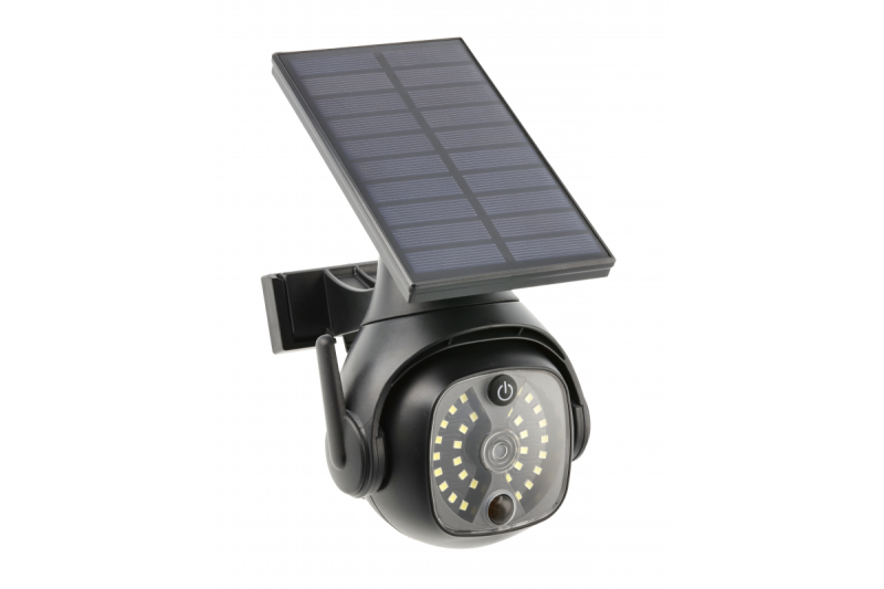 Luz de inundación solar con sensor de movimiento y crepúsculo GUARDOS, LED, 300lm, 6400K, 1200mAh, IP65, cámara simulada