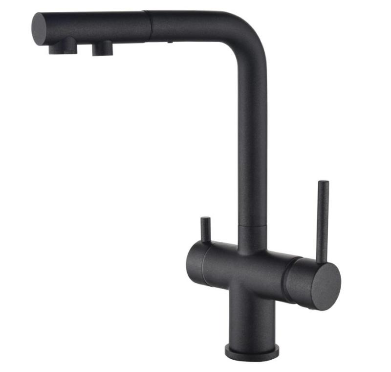 Ausmann Ellington Grifo de Cocina de 3 Vías con Caño Extraíble y Agua Filtrada – Antracita - 1208970495