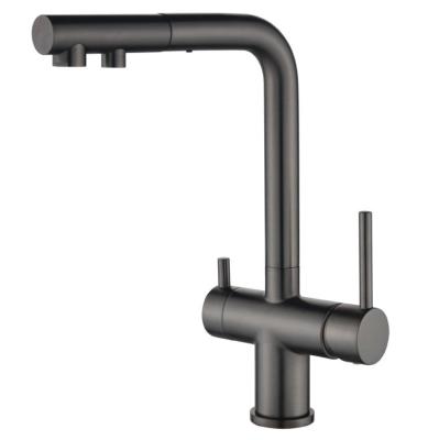 Ausmann Ellington 3-Way Kitchen Mixer Tap with Pull-Out Spout and Filtered Water – Gun Metal – 1208970499