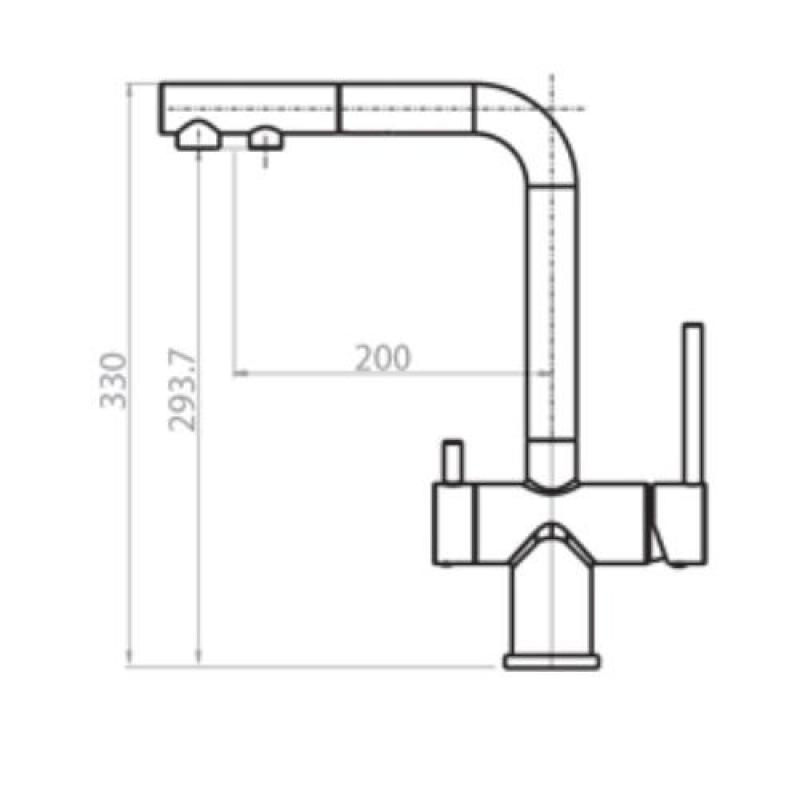 Grifo monomando de cocina Ausmann Ellington de 3 vías con caño extraíble y agua filtrada – Gun metal- 1208970499