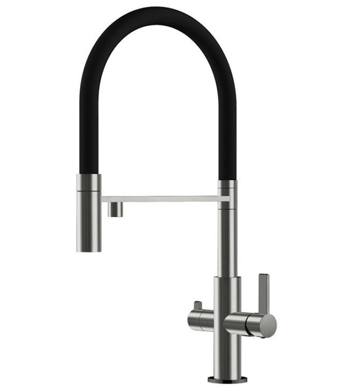 Ausmann Claridge Grifo de Cocina de 3 Vías con Caño Flexible y Agua Filtrada – Gris - 1208970502