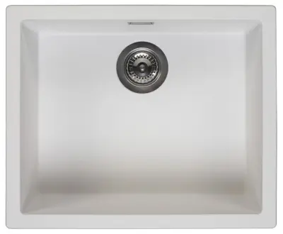 White Sink 50x40 cm Undermount, Topmount, and Flushmount with Gun Metal Plug 1208970529