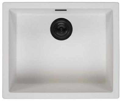 White Sink 50x40 cm Undermount, Topmount, and Flushmount with Matte Black Plug 1208970530