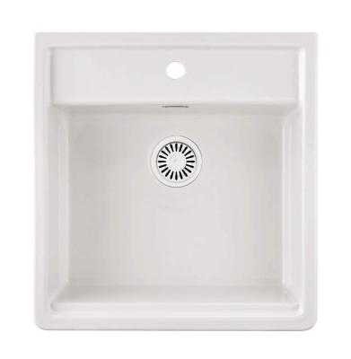 Ausmann Ceramic Panor Shade Ceramic White Butler Sink - Undermount and Drop-in 630 x 597 mm with tap hole bank and White plug 1208970556
