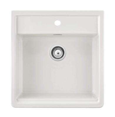 Ausmann Ceramic Panor Shade Ceramic White Butler Sink - Undermount and Inset 630 x 597 mm with Tap Hole Platform and Stainless Steel Plug 1208970560