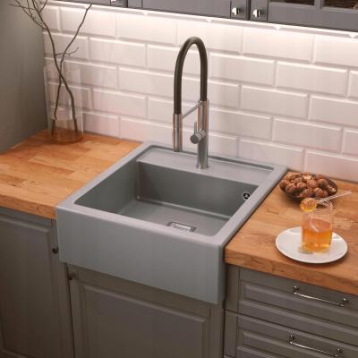 Graniteland Arno Fregadero de Granito Gris Empotrado 582x620mm con Tapón Cuadrado de Acero Inoxidable 1208970605.