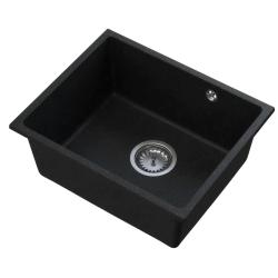 Graniteland Solo Granite Black Bluestone Undermount Sink 42x34 cm with Stainless Steel Plug 1208970606