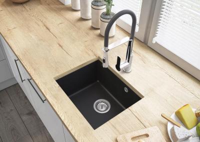 Graniteland Solo Granite White Undermount Sink 42x34 cm with Stainless Steel Plug 1208970613