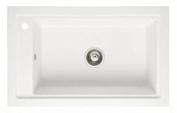 Graniteland Magra Granito Blanco Fregadero de encimera 686 x 427 mm con orificio para grifo y tapón de acero inoxidable 1208970614