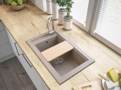 Graniteland Magra Granito Gris Lavabo de encimera 686 x 427 mm con agujero para grifo y tapón de acero inoxidable 1208970618