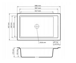Graniteland Magra Granito Gris Lavabo de encimera 686 x 427 mm con agujero para grifo y tapón de acero inoxidable 1208970618
