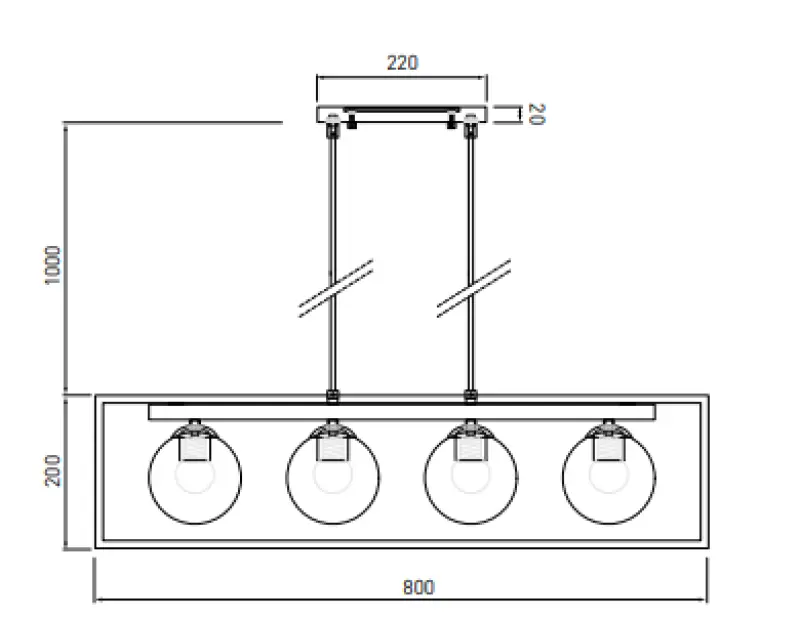 OUTLET Marco Dañado Decor Avelin lámpara colgante con marco rectangular dorado ancho 80 cm 2287