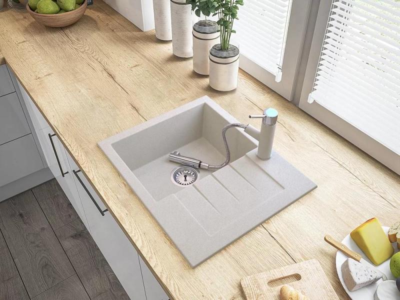 Grifo de cocina Graniteland Ceres Beige arena con salida extraíble y ducha de mano de doble función 1208970708