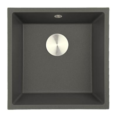 GraniteMy Universal Granite Gray, dark Sink 40x40 cm Top Mount, Undermount and Flush Mount with Stainless Steel Plug 1208970742