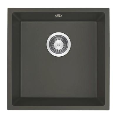 GraniteMy Universal Granite Gray, dark Sink 40x40 cm Top Mount, Undermount and Flush Mount with Stainless Steel Plug 1208970742