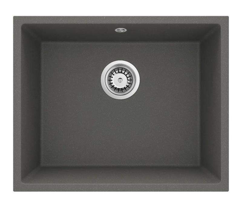 GraniteMy Universal Granito Gris, oscuro Lavabo 50x40 cm Montaje superior, Montaje inferior y Montaje a ras con Tapón de acero inoxidable 1208970744