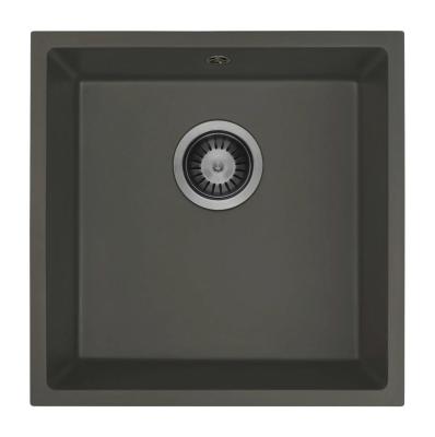 GraniteMy Universal Granite Grey, dark Sink 40x40 cm Top Mount, Undermount and Flush Mount with Gun Metal Plug 1208970746