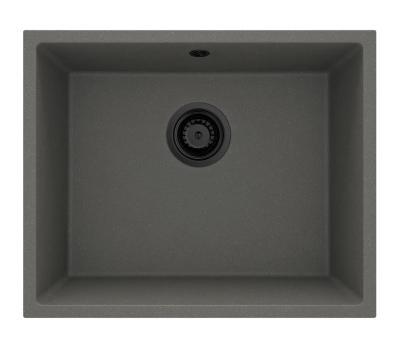 GraniteMy Universal Granite Gray, dark Sink 50x40 cm Surface mount, Undermount and Flush mount with Black Plug 1208970755