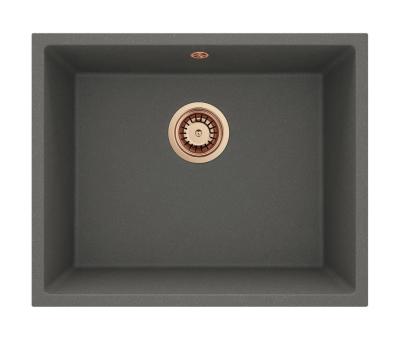 GraniteMy Universal Granite Gray, dark Sink 50x40 cm Top mount, Undermount and Flush mount with Copper Plug 1208970757