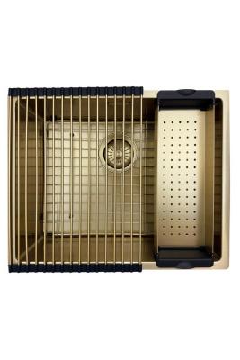 Pure.Sink Prestige Combination Set Gold Sink 50x40 cm with Gold Kitchen Faucet 1208970764
