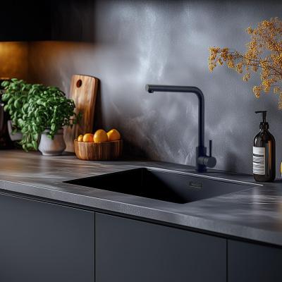 Black Combination Sink Set 50x40cm with Black Kitchen Faucet 1208970765