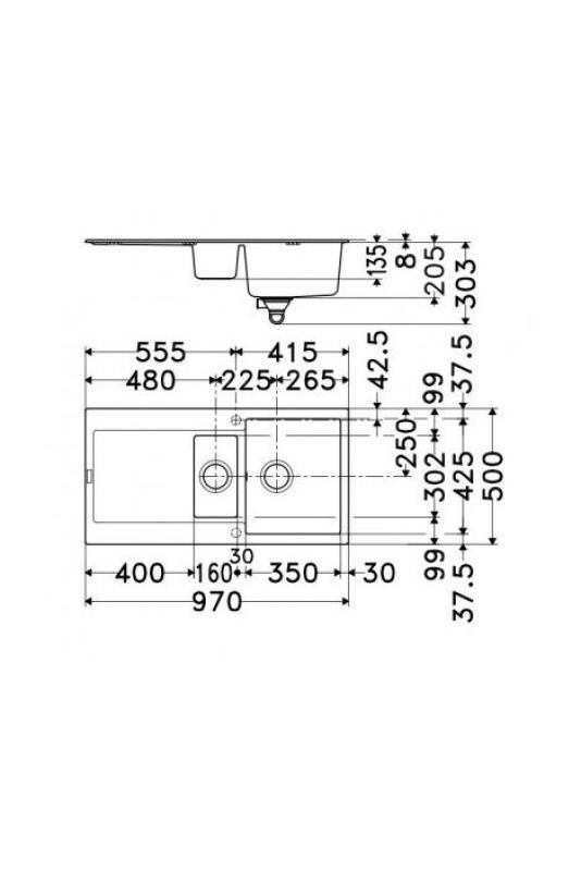 Franke Maris MRG 651 Fragranite Mate Negro 1,5 Fregadero 97 x 50 cm Montaje con Zona de Escurrido 114.0628.993